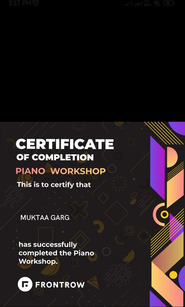 Certificate of Completion — Piano Workshop