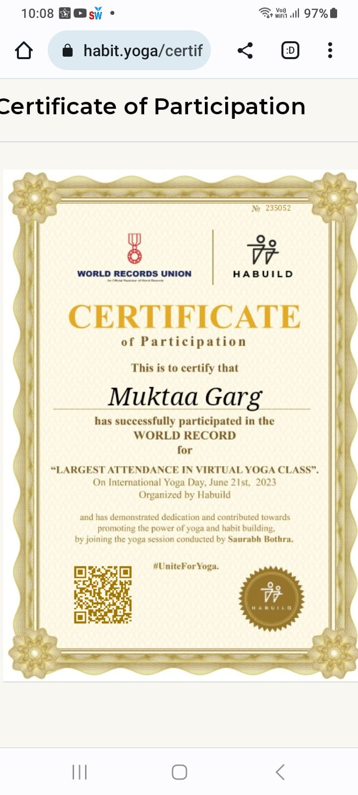 World Record — Largest Virtual Yoga Class